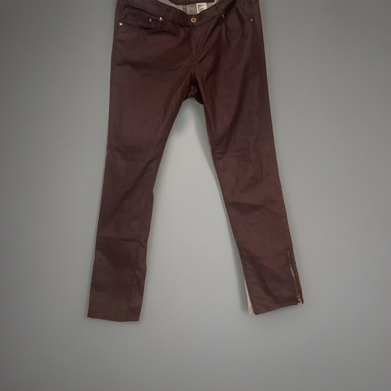 Almost Famous Stretch Rayon Nylon Spandex Womens Pants Size 33 Ankle Zip